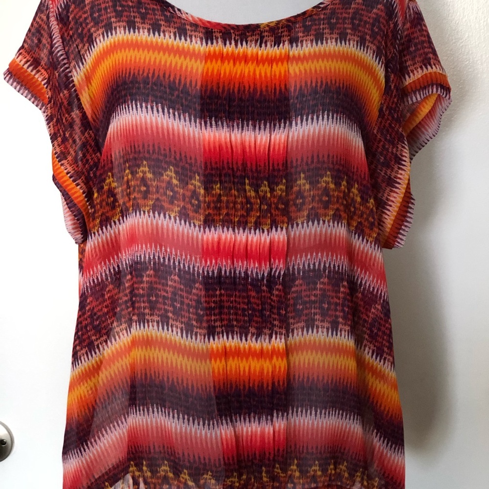 NY Collection Orange/Purple/Yellow Blouse